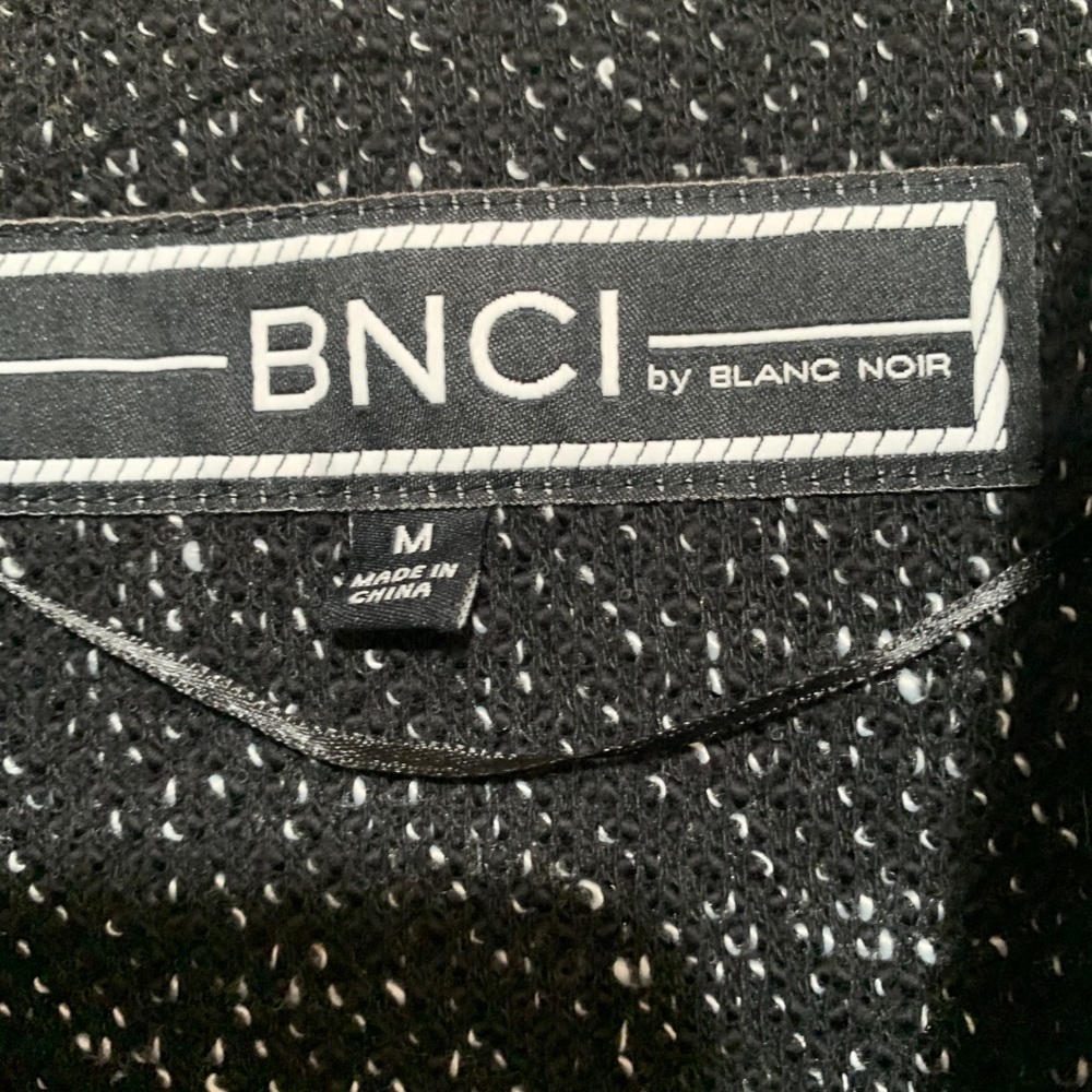 BNCI by BLANC NOIR Black White Sweater Cardigan M - Picture 8 of 9